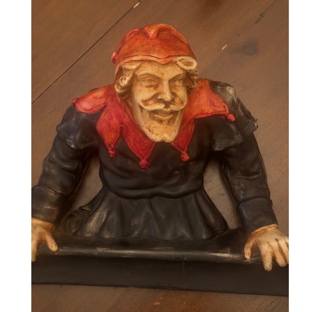 Vintage 24" Chalkware Jester Wall Plaque – Large 15lb MCM Harlequin Art